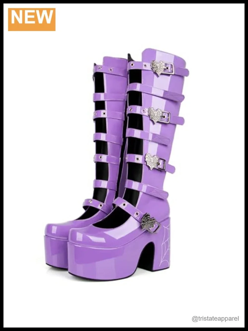 Gothic Lolita Knee High Platform Wedge Combat Boots Chunky Heel Y2K Buckle